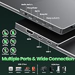 Cocopar Moniteur portable 15.6 1 cm 1080P FHD 60Hz 85% sRGB Moniteur de voyage avec haut-parleur HDMI USB-C Deuxième écran pour ordinateur portable MacBook Surface PC Xbox PS4/5, VESA Montable, avec stand Kick intégré