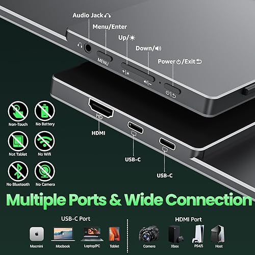 Vista 5 de cocopar Monitor portátil 15.6" 1080P 60Hz 85% sRGB IPS Monitor de viaje con USB-C HDMI Pantalla portátil para laptop MacBook Surface PC PS4/5