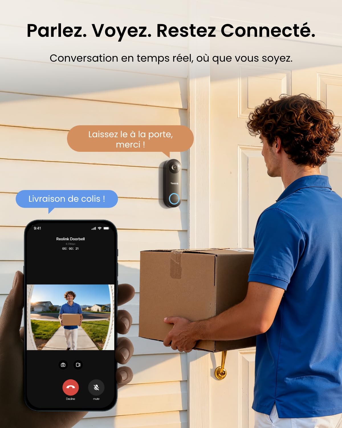 Reolink Sonnette Vidéo PoE avec Chime, Sonnette Extérieur avec Caméra 5MP, Vue Diagonale à 180°, Audio Bidirectionnel, Détection de Personne, Etanche, Alertes, Compatible avec NVR, Video Doorbell