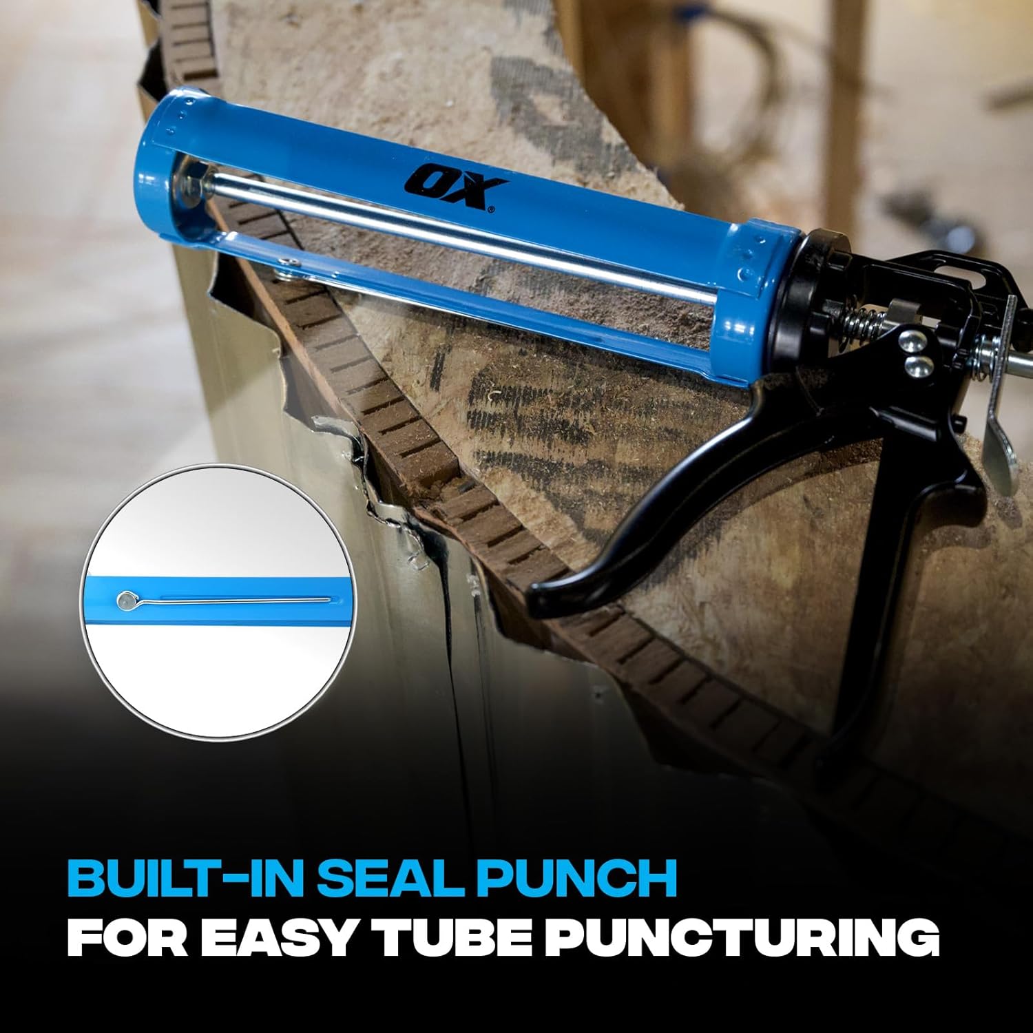 Ox Tools 10-Ounce Heavy Duty Caulk Gun with 24:1 Thrust Ratio & Tuff Blade 30ft Shock Proof Tape Measure with Dual Magnet Hook, 1-1/4" Nylon Coated Blade — Construction Tool Bundle