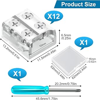 VIPMOON 12 Pack 2 pin 10mm LED Strip Connectors, Strip to Wire Connectors [Energy Class A]