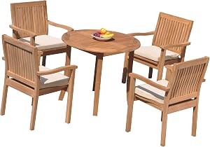 Grade-A Teak Wood 5-Piece Dining Set, 36