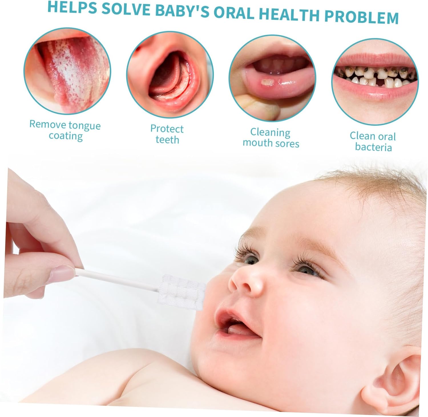 NOLITOY Soft Baby Oral Cleaning Kit 30pcs Baby Tongue Brush Toothbrush Safe for Infants and Toddlers