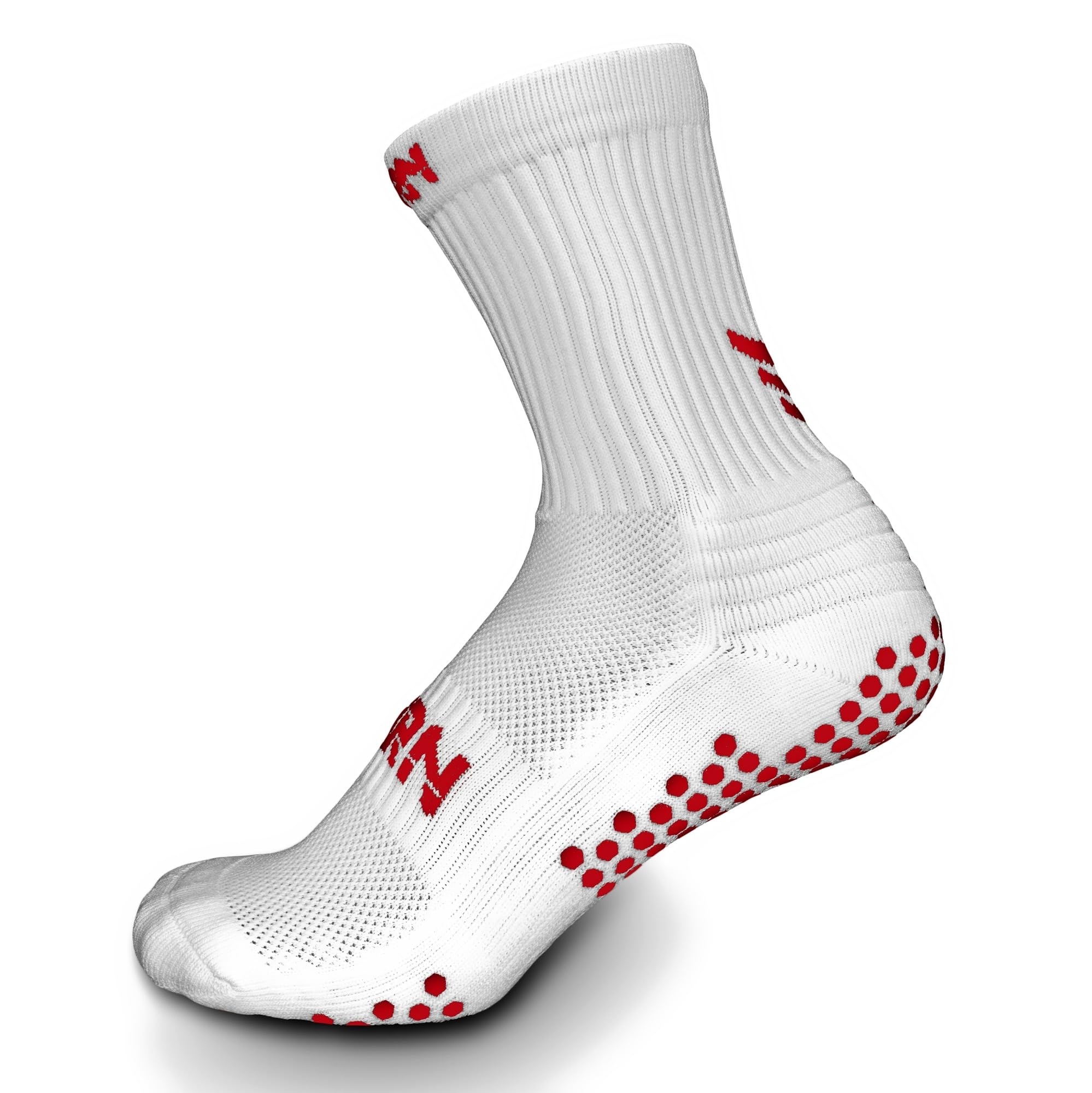 Torn Sports White with Red Midcalf Grip Sock UK 5-8