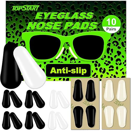 1.6mm Ultra-Thin-19mm Long Silicone Nose Pads for Glasses – Anti-Slip Adhesive Replacement Nose Pads, with Super Sticky Backing for Eyeglasses, Sunglasses & Blue Light Glasses
