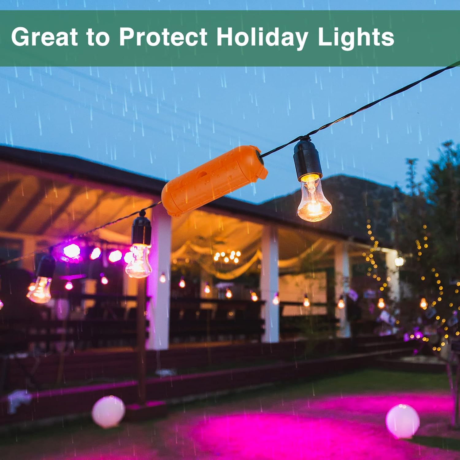 3 Pack Outdoor Extension Cord Safety Cover with Waterproof Seal, Large Outdoor Electrical Box, IP54 Waterproof Outdoor Extension Cord Cover Weatherproof,Orange