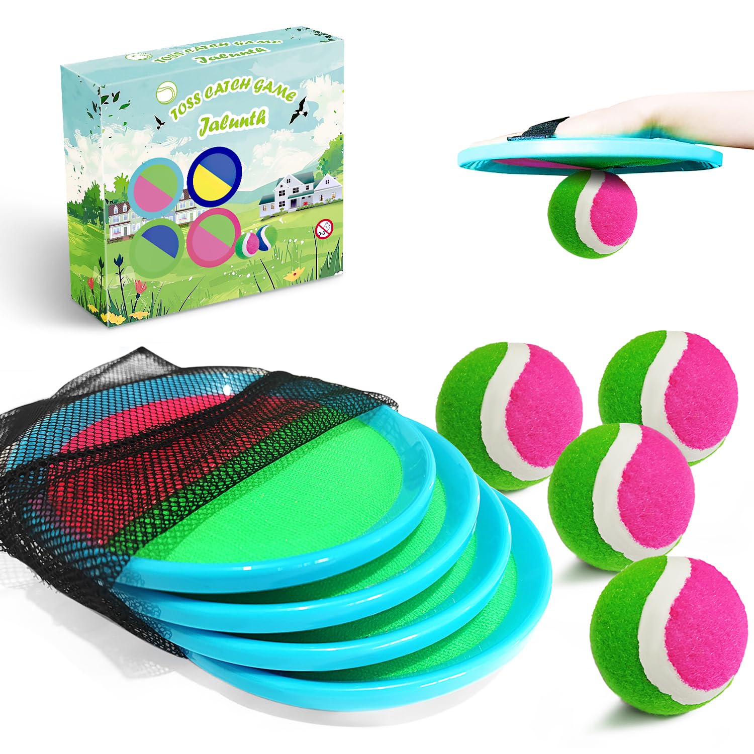 Jeu De Raquettes Velcro Scratch – 2 Raquettes, 2 Balles, Sac De Transport – Dès 4 Ans, Pour Toute La Famille