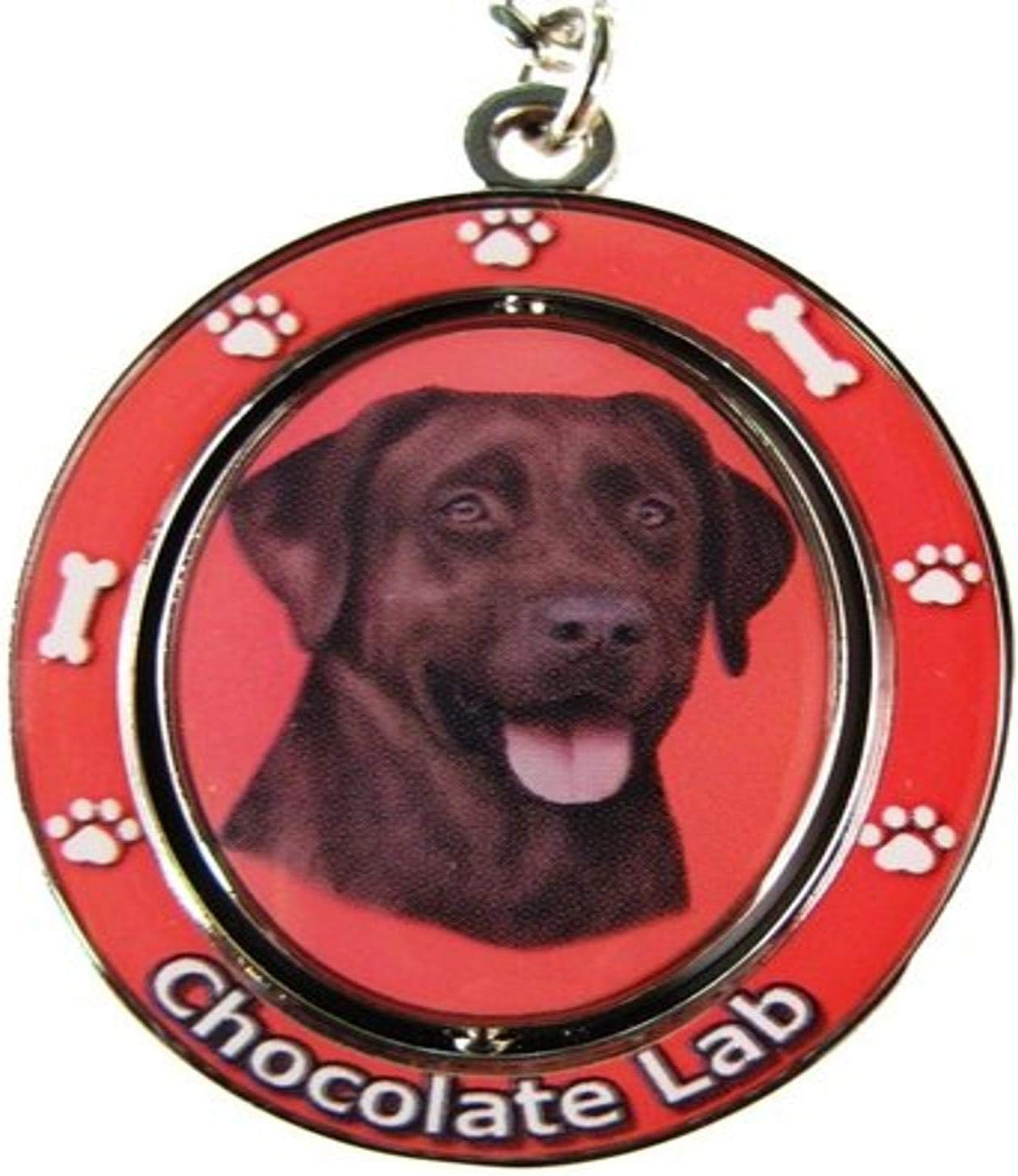 E&S Pets Chocolate Lab Double Sided Spinning Key Chain, KC-22
