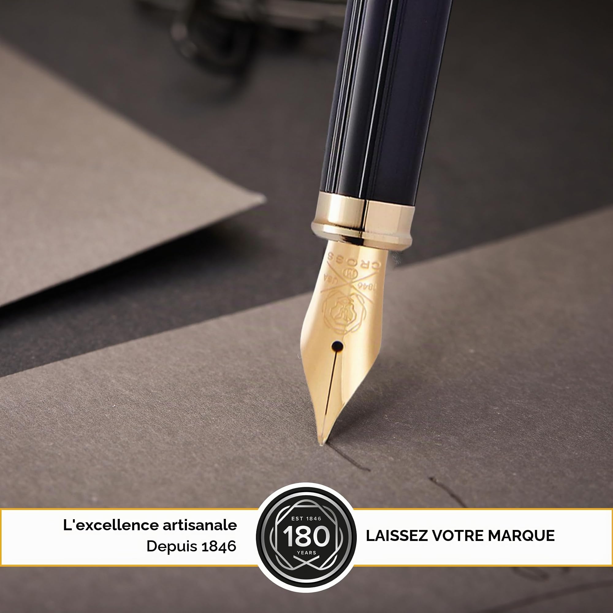 CROSS Century II Medalist - Stylo plume rechargeable - Avec atrributs plaqués or 23 carats - Pointe moyenne - Écrin classique et deux cartouches incluses