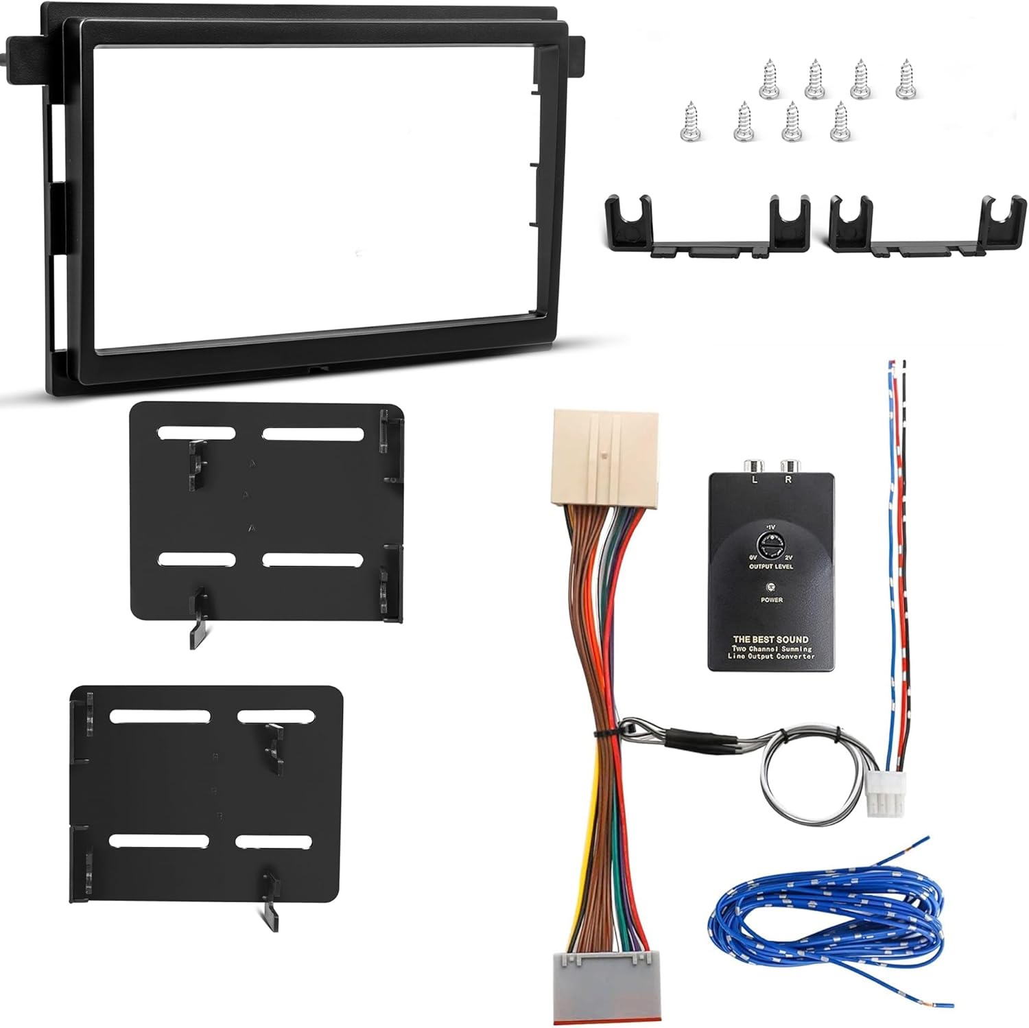 NuIth Factory Radio Add Amplifier Subwoofer + Double DIN Installation Kit for Select 2004-2010 Ford Edge/Explorer /F150/Fusion/Expedition
