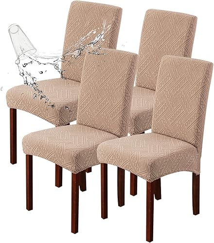 Genina Fundas impermeables para sillas de comedor Parsons, fundas elásticas para sillas de comedor y cocina, funda protectora extraíble, lavable (4,