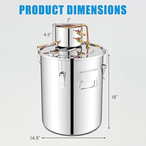 Miniatura 7 de Giantex Still de alcohol de 10 galones, 2 ollas de alcohol de acero inoxidable con termómetro integrado, tubos de cobre, kit multiusos de