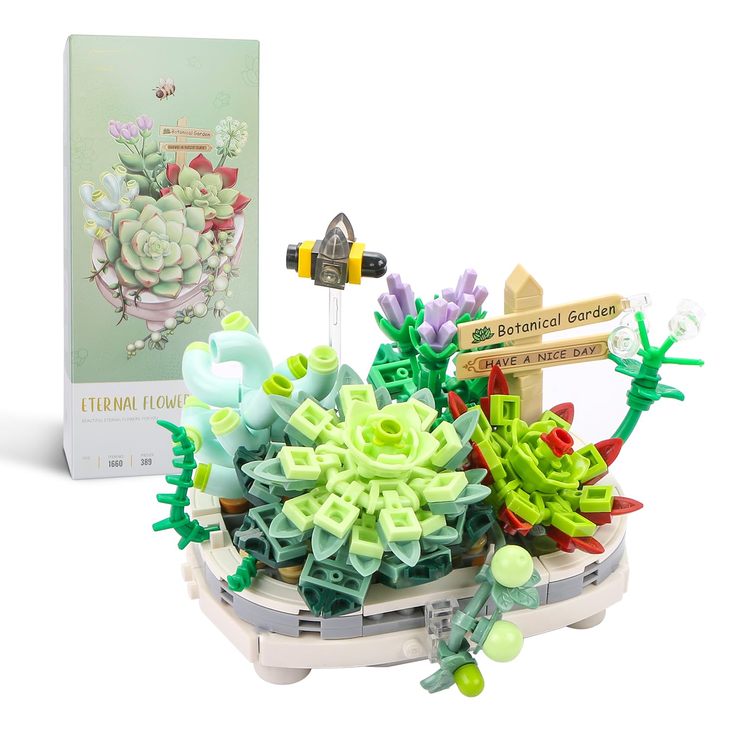Mini Building Blocks Succulent Plant Bonsai Model Set,Creative DIY Simulation Particle Flower Botanical Collection Construction Building Bricks Toy for Kids Adult Home Decor
