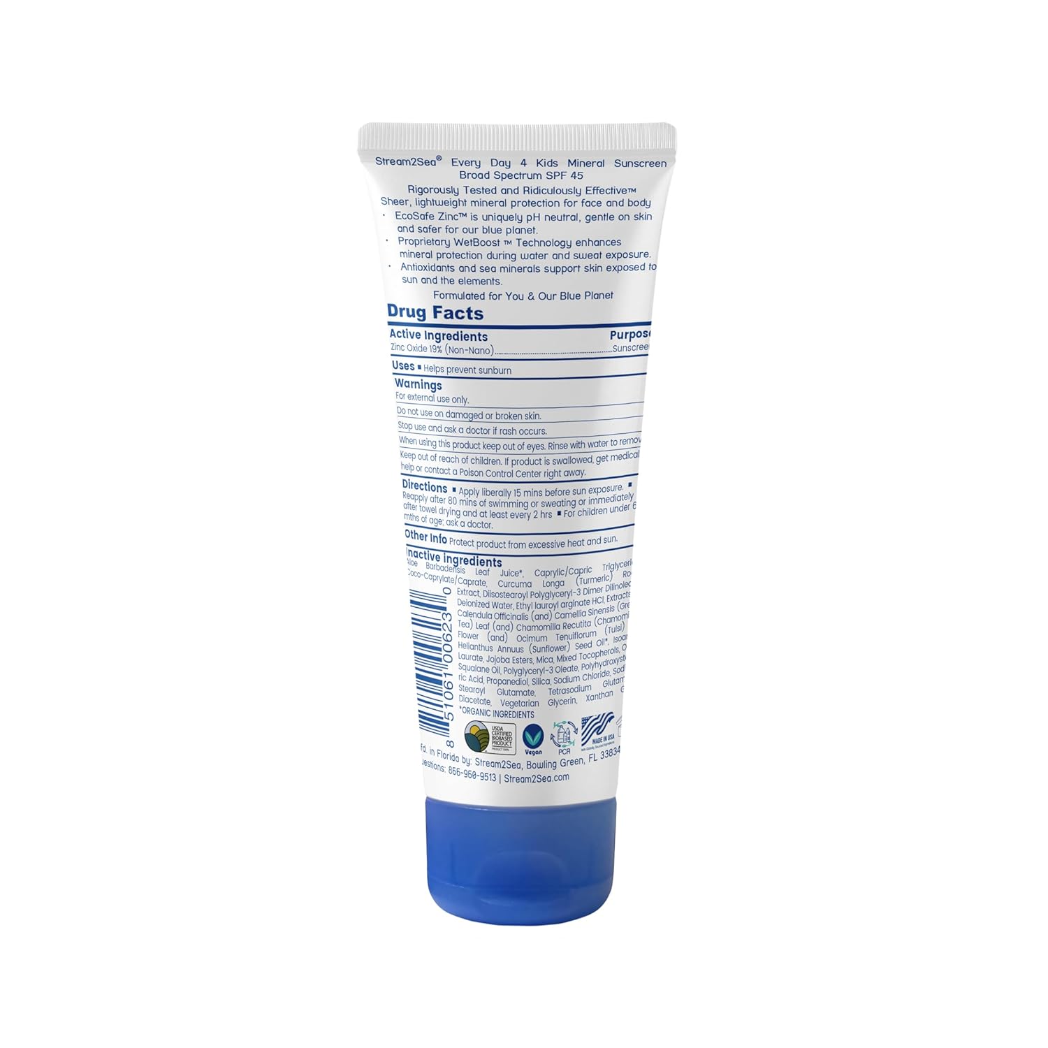 SPF 45 Every Day Kids Mineral Sunscreen | 2.5 Fl Oz Biodegradable, Paraben Free & Reef Safe Sunscreen for Face & Body for Kids | Non-Greasy, Lightweight & Sheer Mineral Protection Against UVA & UVB