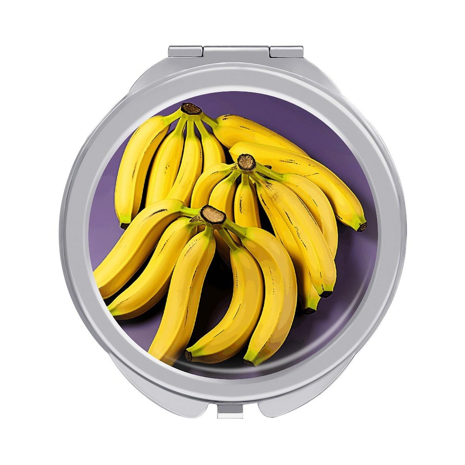 FekiLoot Unique Banana Fruit Makeup Mirror Compact Round Travel Makeup Mirror Portable Folding Handheld Pocket Mirrors for Handbag and Purses Gift Mini Mirrors