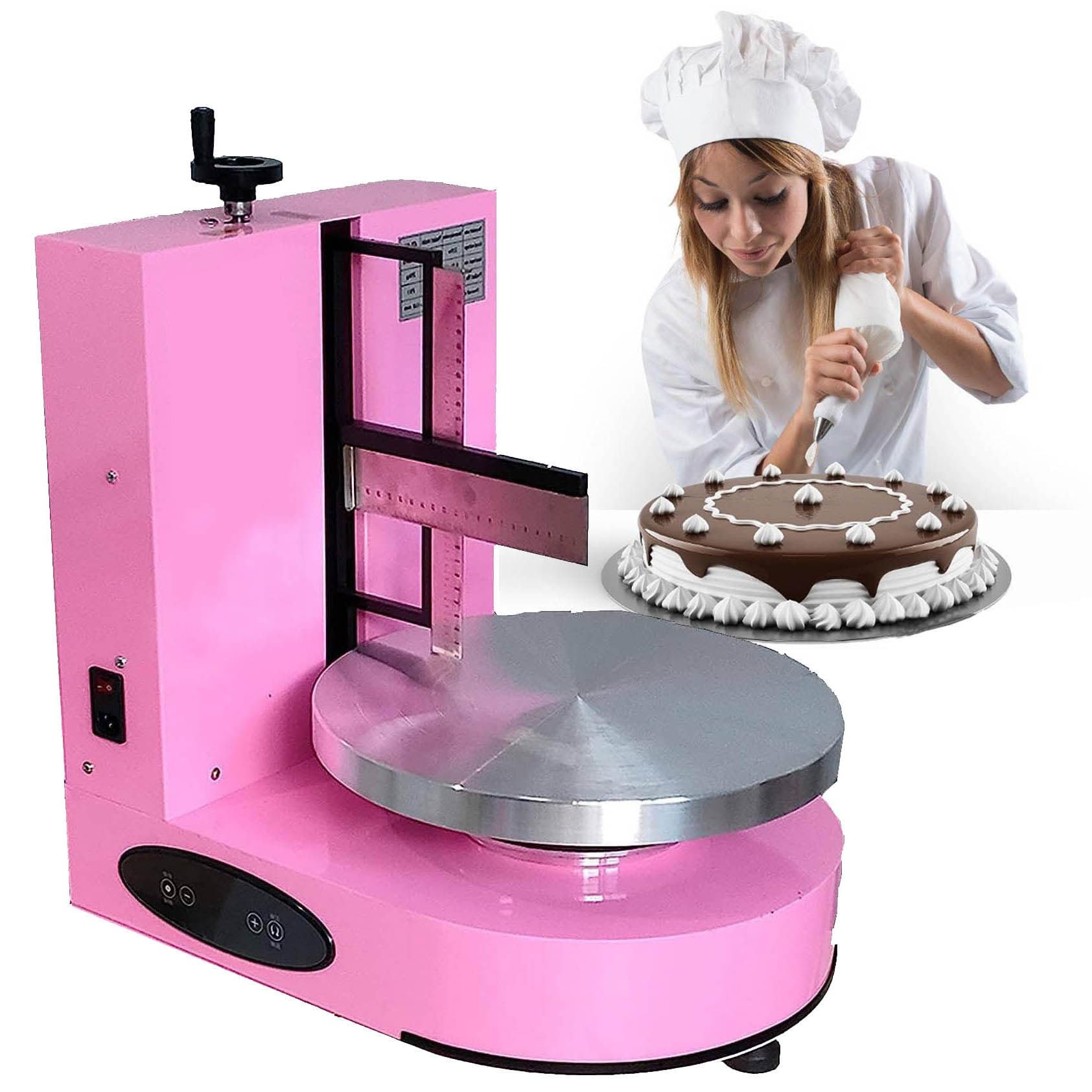 Máquina para Alisar El Esparcidor De Decoración De Crema, Raspador Automático De Crema para Pastel De 4-12 Pulgadas, Esparcidor Automático De Pastel De Cumpleaños,Pink