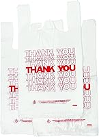 Vista 8 de TashiBox 100 bolsas de plástico/Bolsas de compras/Bolsas de agradecimiento/Bolsas para abarrotes reutilizables y desechables - Mide 11.5 x 6.25 x 21