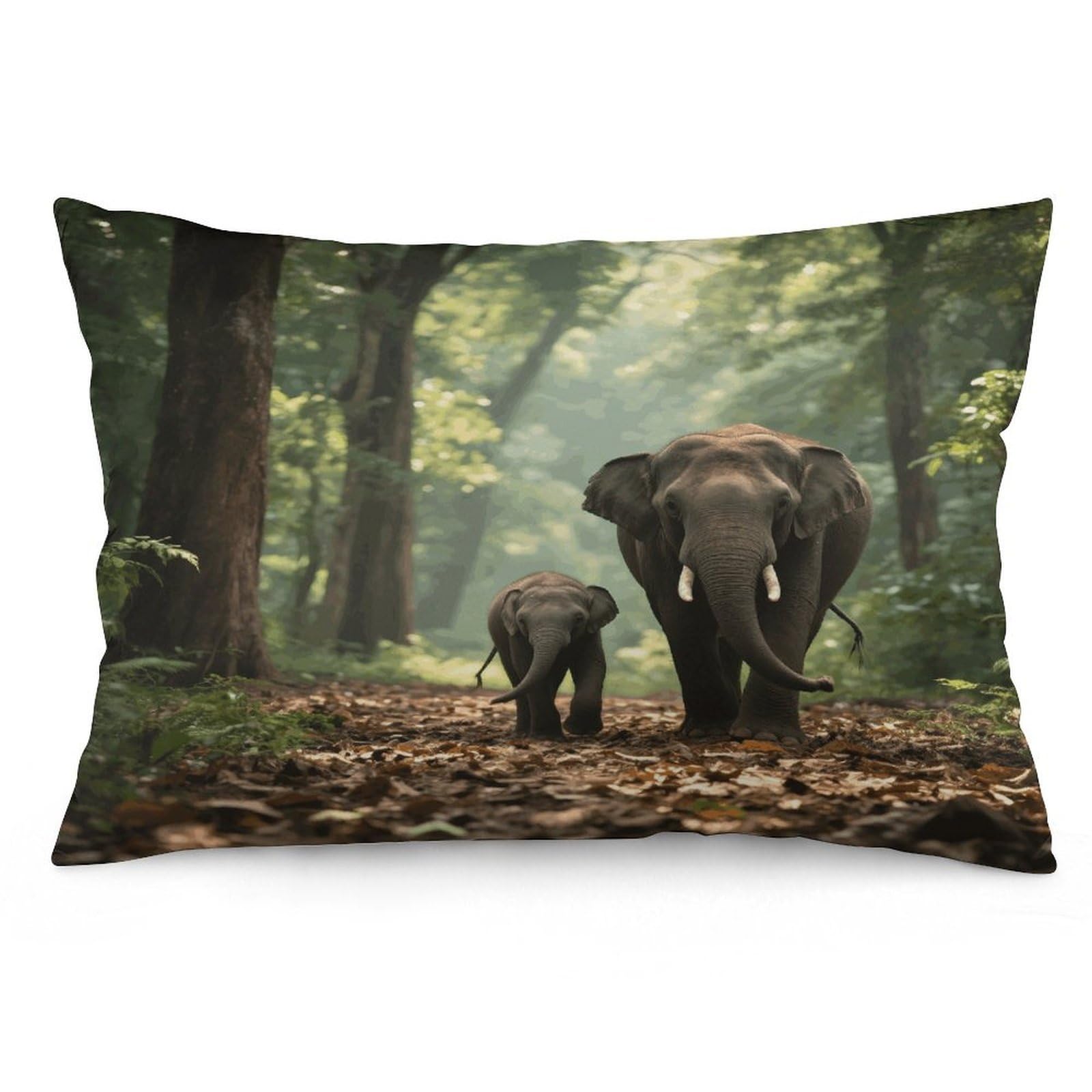 Elephants Throw Pillow Cover Soft Pillow Case Decorative Lumbar Pillow Cover Cozy Throw Pillowcase Polyester Rectangular Cushion Case Decor for Couch Sofa Bed