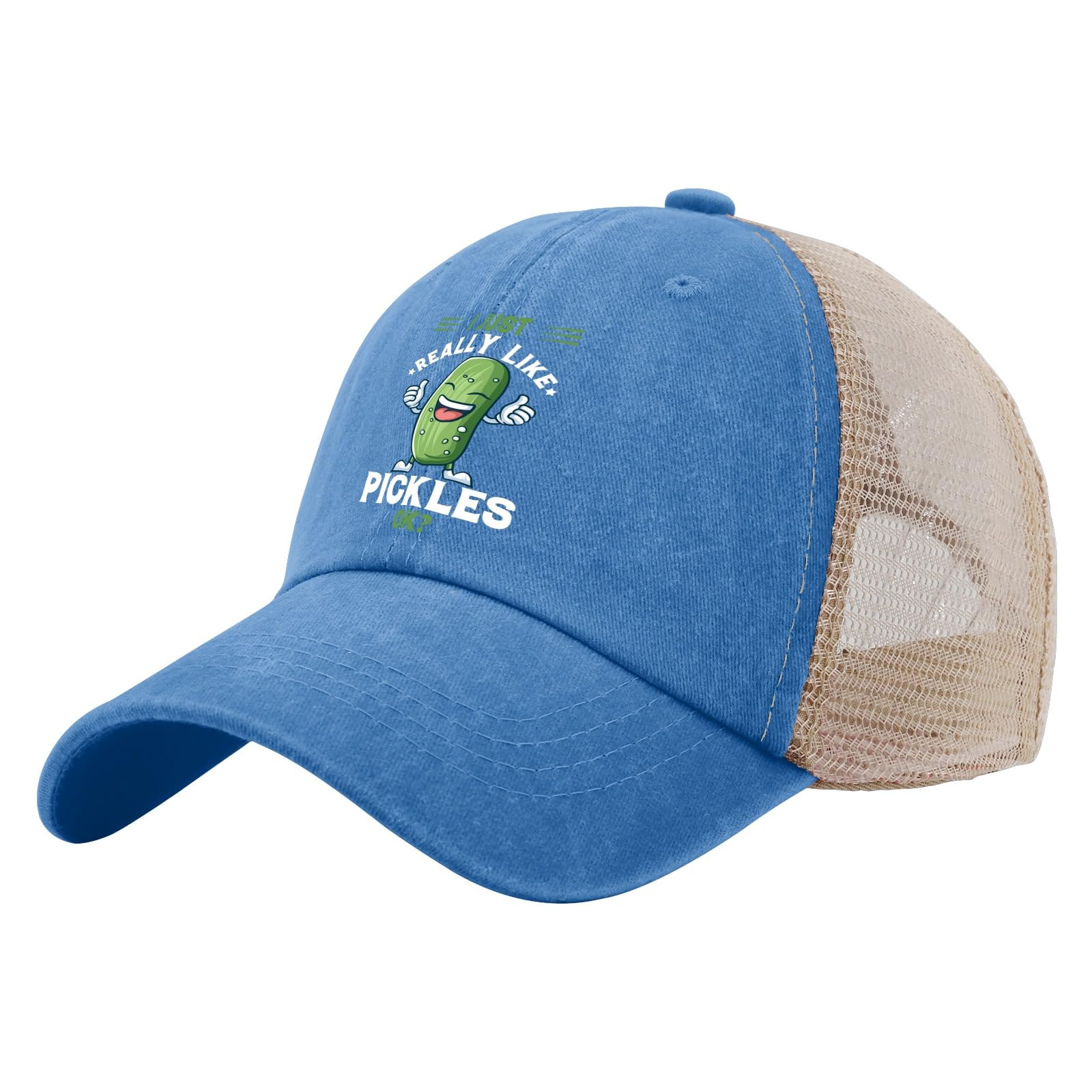 I Just Really Like Pickles Ok Hats for Mens Baseball Caps Trendy Washed Ball Cap Cotton Lake Blue