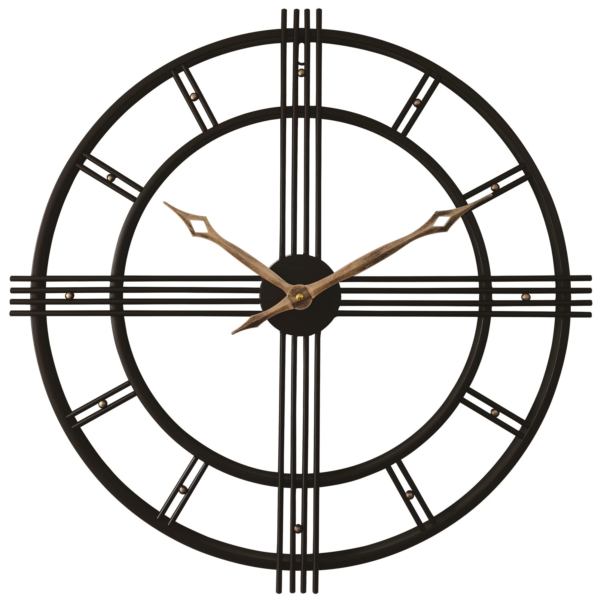 Photo 1 of 24 Inch Large Wall Clock Steampunk Big Decorative Metal Clocks for Living Room Decor,Beading Dial,Rust Distressed Thick Frame,Battery Operated 24inch Rust-beading