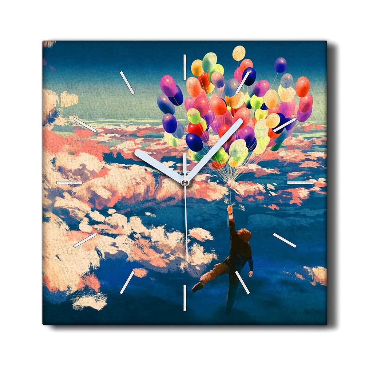 Horloge sur Toile Anti-Bruit Horloge Murale Salon Design Ciel
