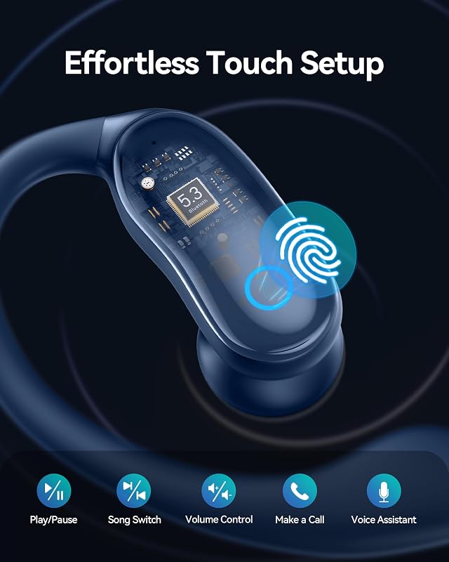 GNMN Active Noise Cancelling Ear Buds Wireless Earbuds 96hrs Playback Bluetooth Headphones Dual Battery Display Stereo Bass Earphones with Earhooks Microphone IPX7 Waterproof for Sports/Runing/Workout image 6