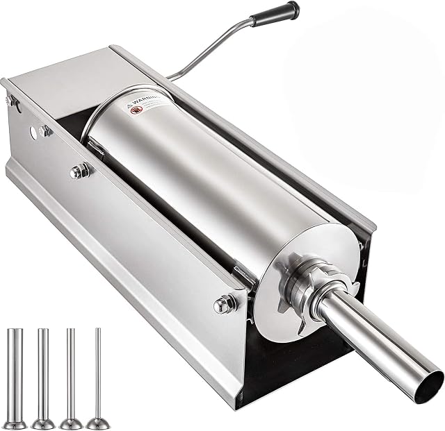 VEVOR Sausage Stuffer Machine 7L Stainless Steel Sausage Filler Horizontal Manual Sausage Meat Mincer Stuffer Machine for Making Hot Dog Sausages Bratwurst Suitable for Home and Commercial Use