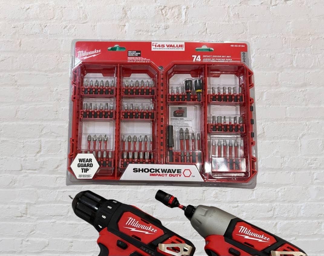 Milwaukee Impact Driver Bit Set, Custom Alloy Steel, Optimized for Durability and Productivity, 74-Piece Set