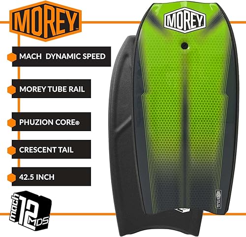 Miniatura 2 de Morey MACH 12 MDS 425  Bodyboard for Any Surf Rider Level  Dynamic Speed System Embedded Fiberglass Stringer  Slick Channels  Crescent Taill  Coil