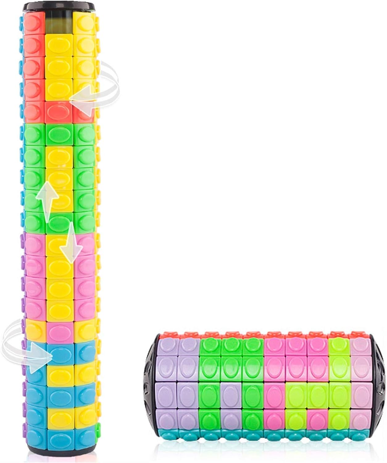 R.Y.TOYS Fidget Toy,Magic Cube Puzzle,Brain Teasers for Adults,Cylinder Rotate&Slide Logic Restless Hand Game,Trick Puzzle,Gift for Kids Child(8Colors x 20Layers+12Colors x 10Layers)