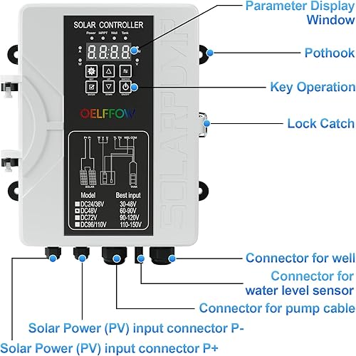 Miniatura 3 de Bombas de agua solares de 750W DC 48V, controlador MPPT de 16A con bomba sumergible solar de 3 pulgadas, bomba de pozo profundo inoxidable para