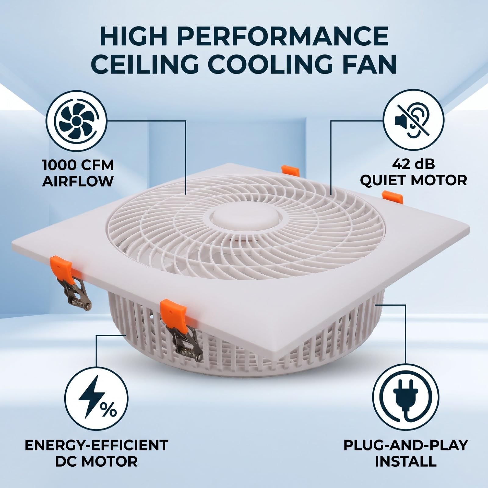 FTVOGUE Ventilador de Refrigeración de Ventilación de Cocina Motor de CC Ventilador de Refrigeración de Montaje en Techo