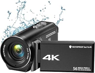 BYCUFF 4K Ultra HD 56MP 30FPS Camera Black Plastic Video Camcorder Camera 18X Digital Zoom Waterproof Video Camera for