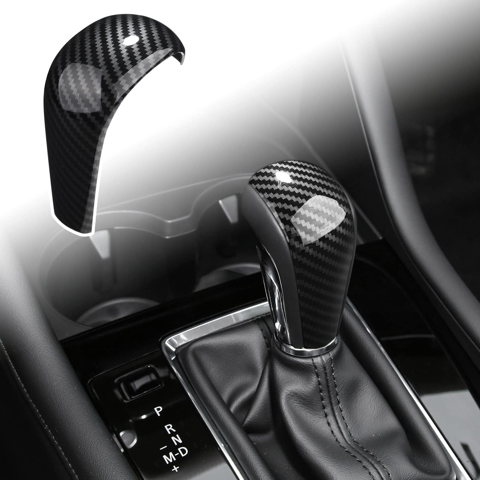 for Mazda 3 CX-30 2025 2024 2023 2022 2021 2020 for Mazda CX-50 2025 2024 2023 Accessories Sporty Car Gears Gear Panel Gear Shift Knob Cover Trim Cap -Carbon Fiber Style