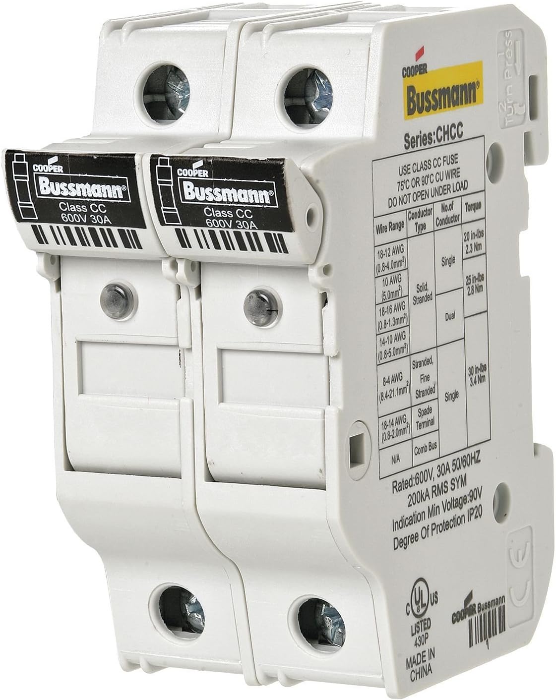Fuse Holder, 30 Amp, 600AC, 2P