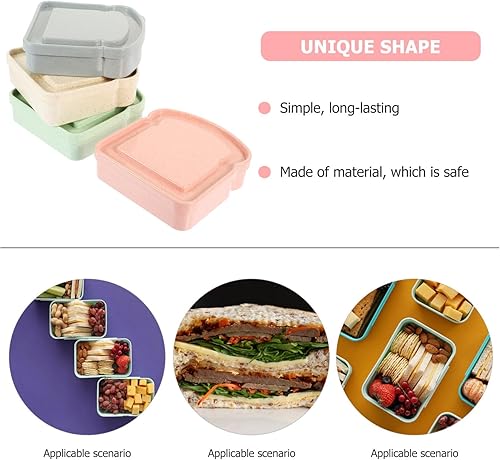 Miniatura 6 de Sandwich Keeper - 4 recipientes para sándwiches con tapa, cajas de picnic para camping, pan, tostadas, contenedores de almacenamiento portátiles