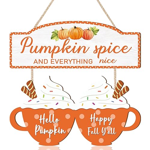 TOARTi 2Pcs Pumpkin Spice Everything Nice Hanging Decor Happy Fall