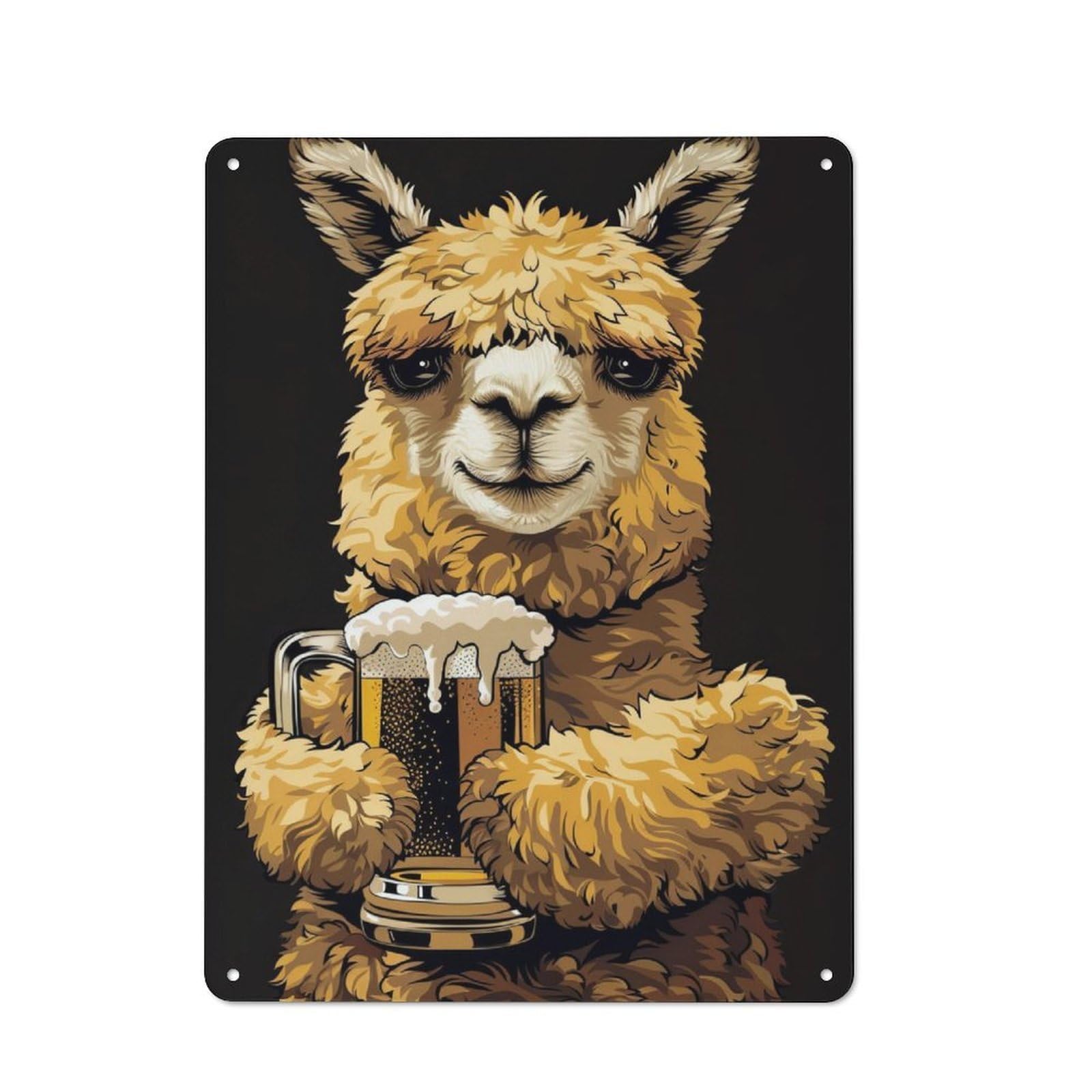 Junmoney Alpaca Beer Vintage-Inspired Tin Sign 40X30cm For Café Or Restaurant, For Cooler-Month Interiors With Vintage Character