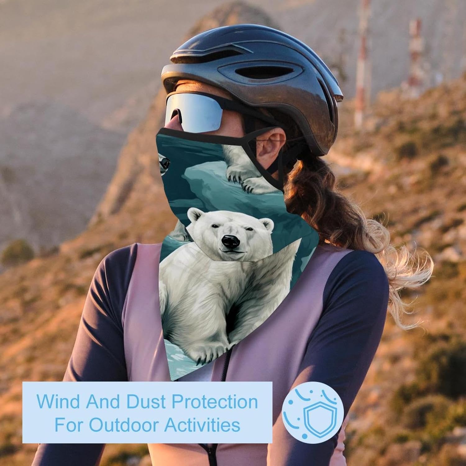 4 Pack White Bear Neck Gaiter Face Cover Scarf, Breathable Sun & Wind-proof for Skiing Fishing Hiking Cycling
