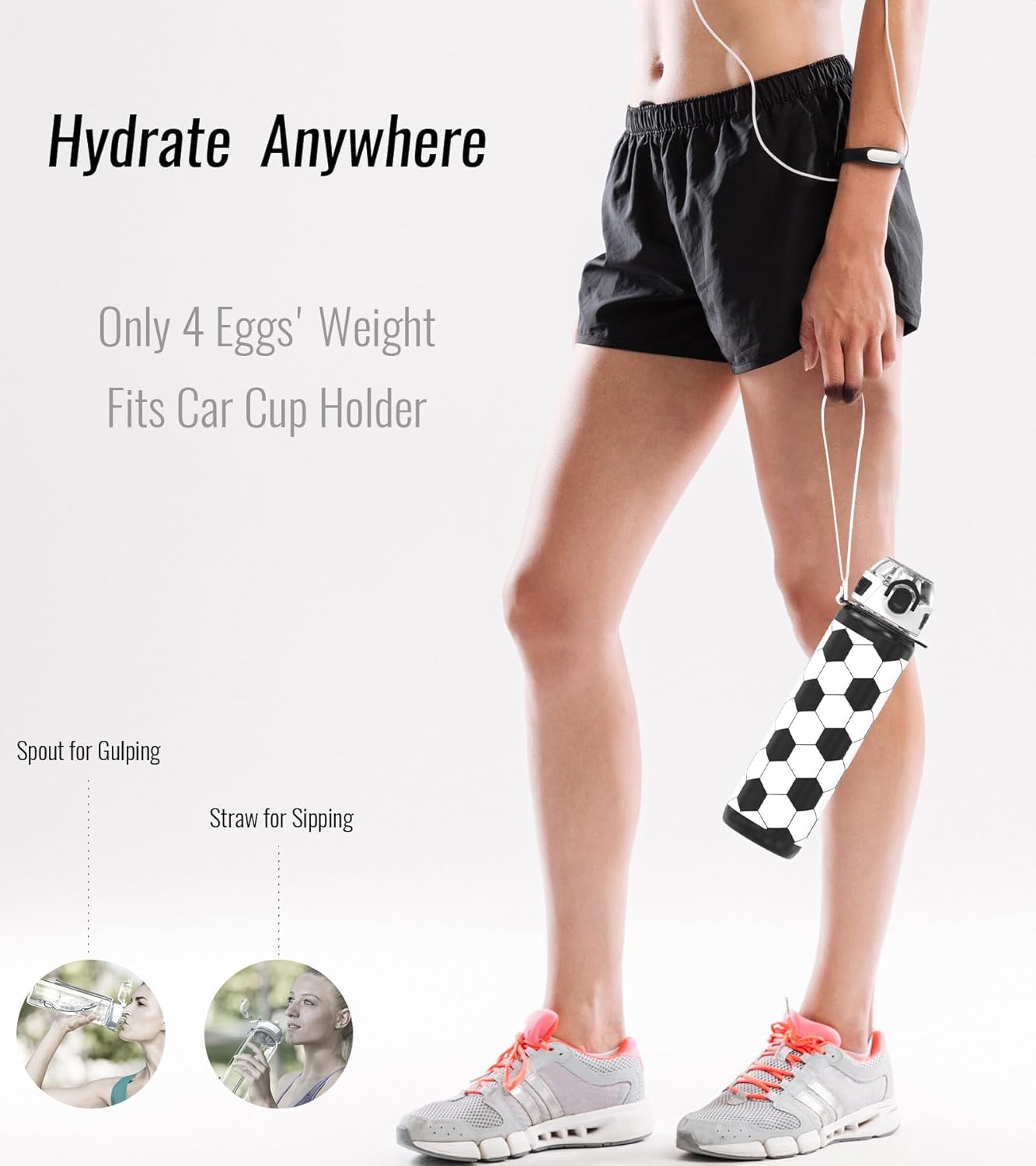 32oz/1L Sport Water Bottle, Light Tritan, Quick-Open Chug Lid/Straw 2-in-1, Leak-Proof, Dishwasher-Safe, BPA-Free, Drop-Resist & Scratch-Resist for Travel/Gym/Office/Fan Gift (Soccer) - Image 7