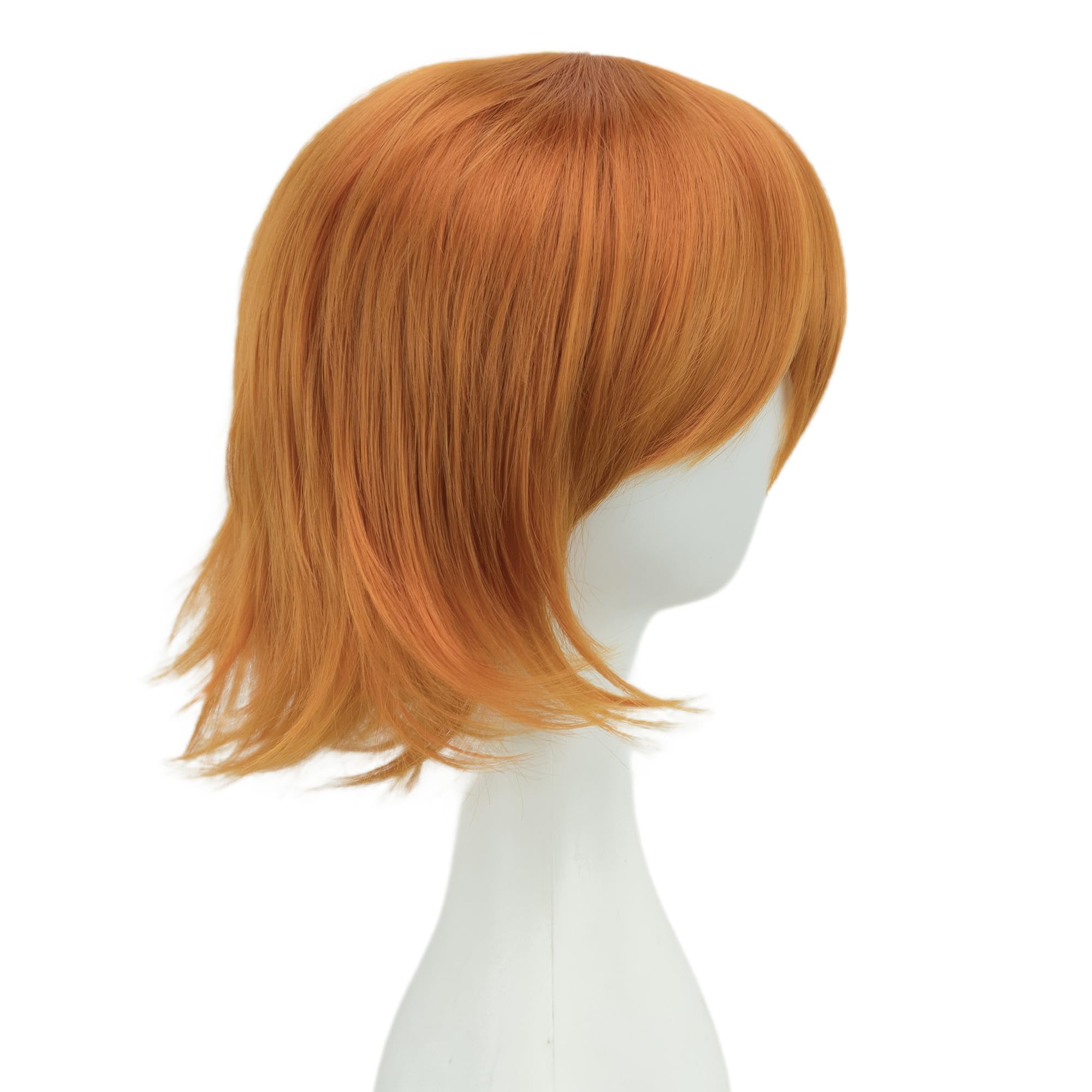 IMISSU Unisex Short Hair Party Wig with Bangs Halloween Costume Wigs (Orange) - Image 4
