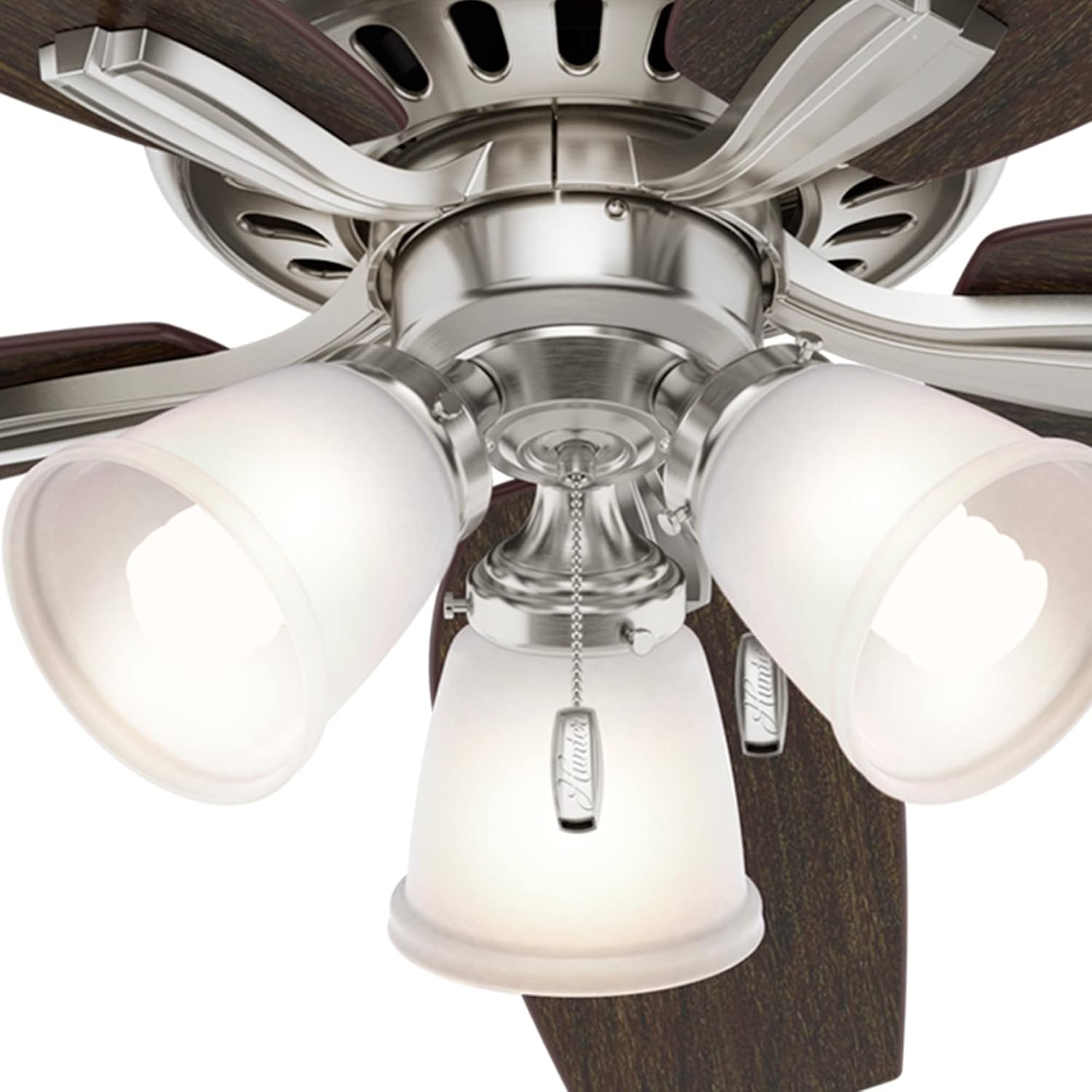 Hunter Fan Newsome Indoor Ceiling Fan with LED Light and Pull Chain Control, Brushed Nickel Finish, 52"