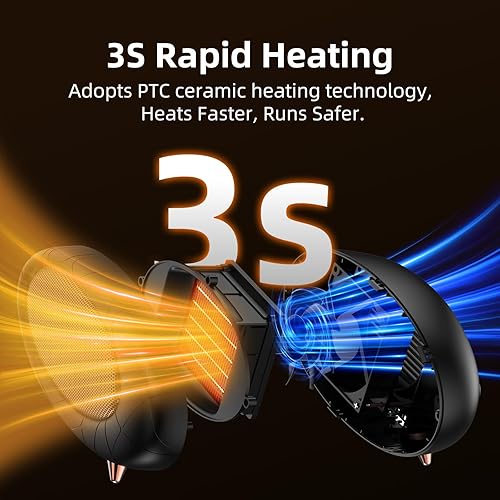 Miniatura 4 de Calentador de escritorio de 600 W con protección contra sobrecalentamiento y vuelco, calefacción rápida de cerámica PTC para uso en interiores