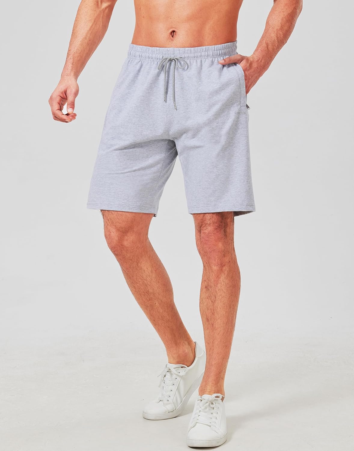 Mens Athletic Gym Shorts 5''/ 7'' Cotton Shorts with Zipper Pockets for Workout Casual Summer