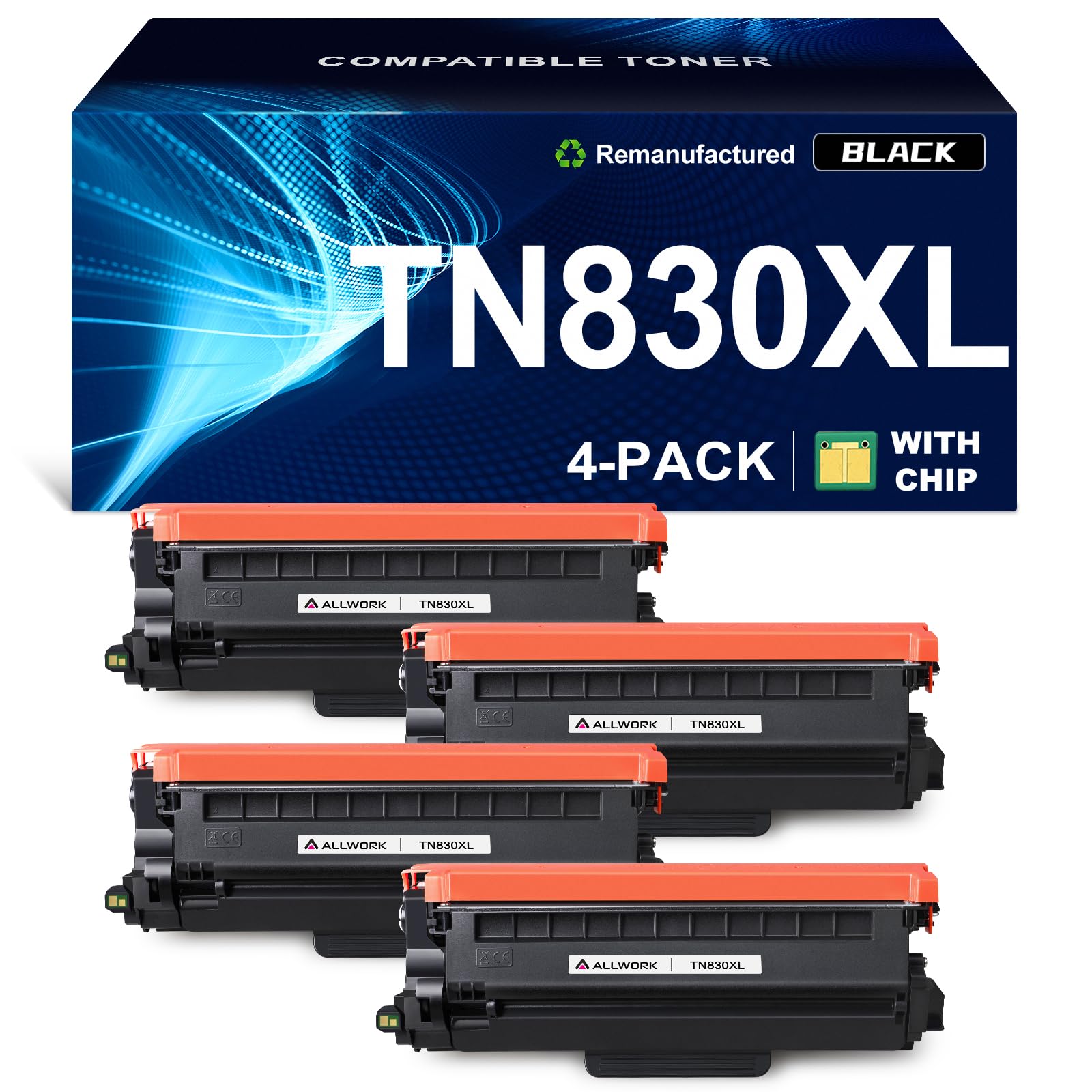 TN830XL Toner Cartridge Remanufactured Replacement for Brother DCP L2640DW L2647DW HL L2420DW L2460DW L2460DWXL L2865DW MFC L2820DW L2980DW (4 Black) High Yield