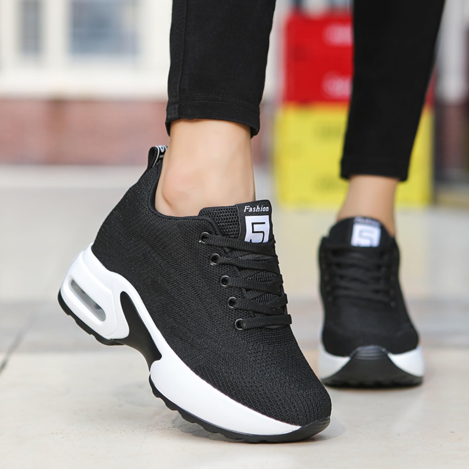 AONEGOLD Sneakers Donna Zeppa Scarpe da Ginnastica Sportive Running Fitness Casual Tacco Zeppa 8.5 CM