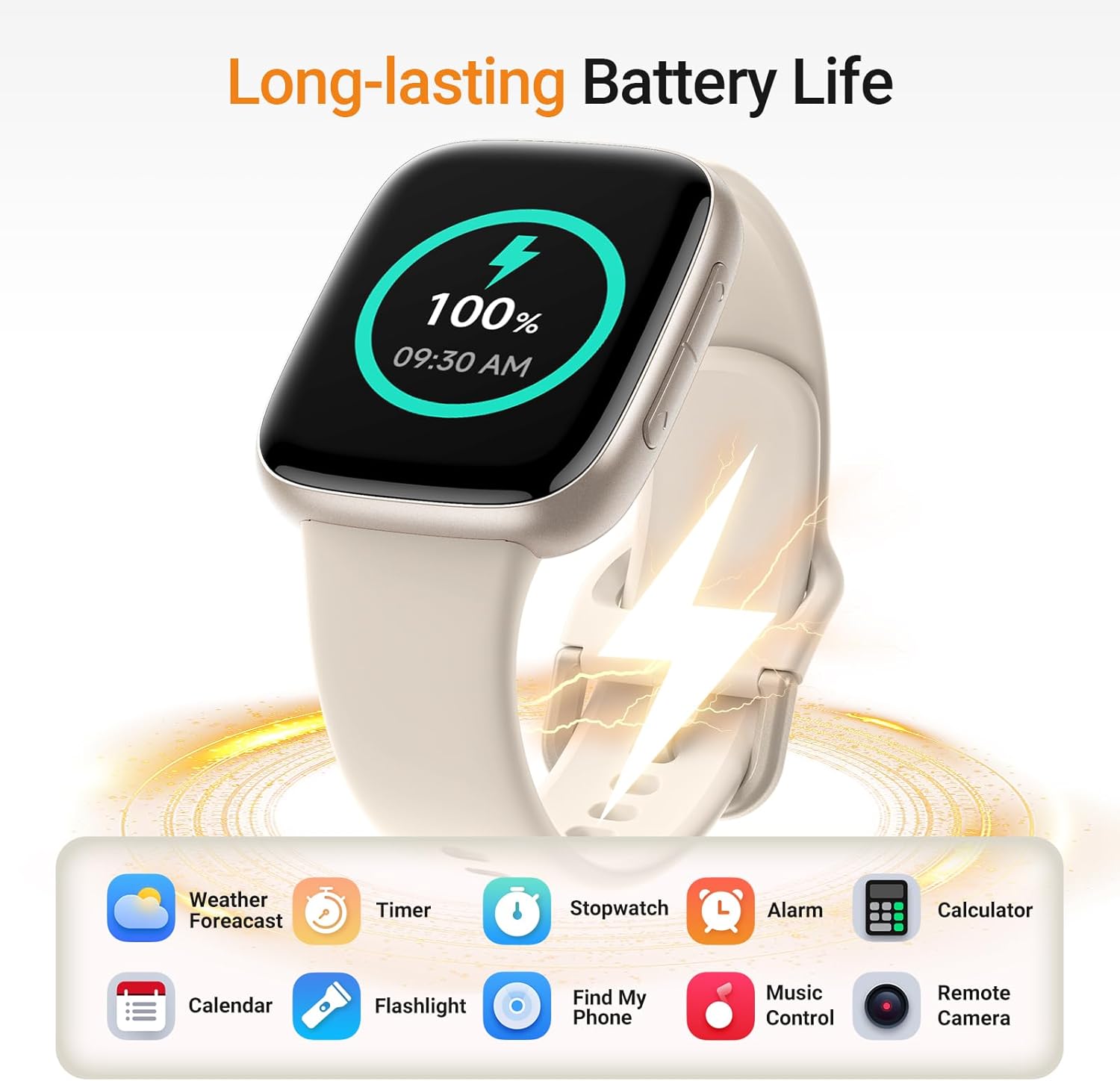 Fitpolo Smart Watch, 1.85" AMOLED Fitness Tracker with Bluetooth Call, Heart Rate/Sleep/SPO₂ Monitor, 100+ Sports Modes, 3ATM Waterproof Smartwatch for Android/iPhone/Samsung, Includes 2 Bands