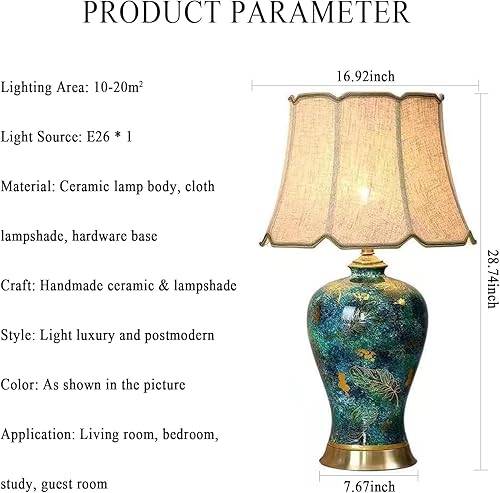 Miniatura 2 de Lámpara de Mesa Chinoiserie Lámpara de mesa de cerámica china tradicional pintada a mano E27 lámpara de noche de tela de cobre lámpara de escritorio
