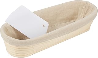 ANPHSIN 13" Banneton Bread Proofing Basket - Sourdough Basket Loaf Brotform, Oval Dough Rising Bowl with Liner for Homemade Bread Making Baking Supplies Gifts
