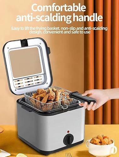 Miniatura 2 de 2.5 L Electric Fryer, Stainless Steel Fry Pot with 1000 W Countertop with Smell Display and Filter Window and Adjustable Temperature and Removable